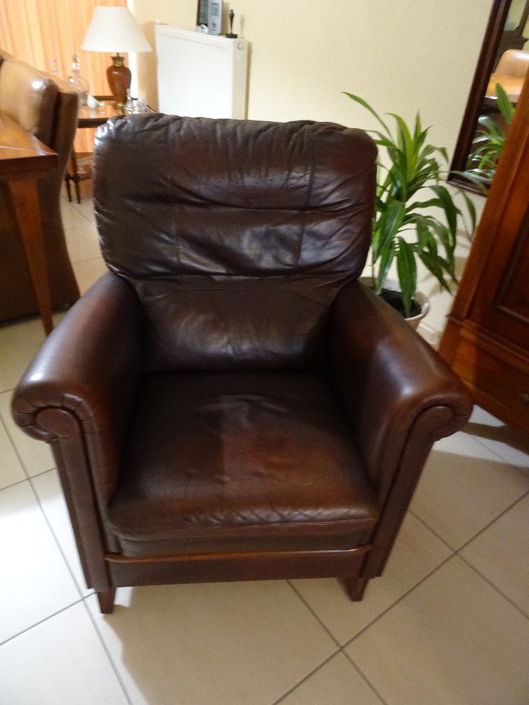 Zitfauteuil ,leder.    GRATIS, Ophalen, Gebruikt, Klassiek, Leer