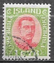 IJSLAND 1 E. zegel Koning Christian X 1920, Postzegels en Munten, Postzegels | Europa | Scandinavië, Verzenden, IJsland, Gestempeld