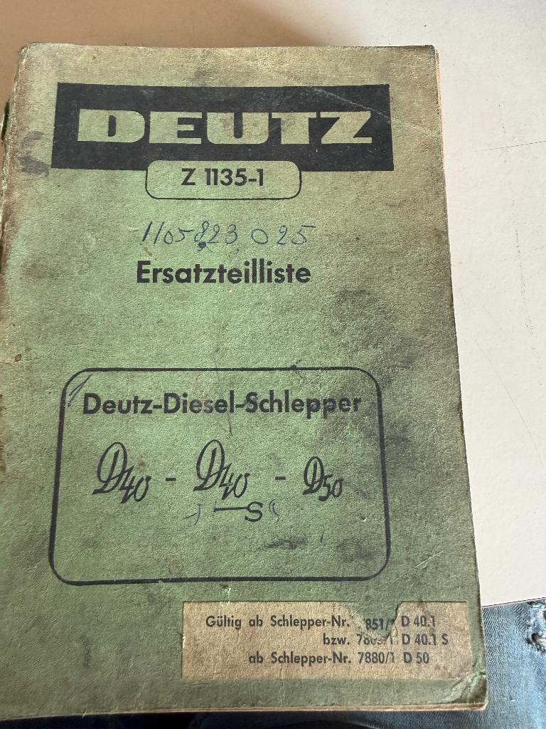 Onderdelen catalogus voor deutz d40s d50, Ophalen of Verzenden, Gelezen, Catalogus