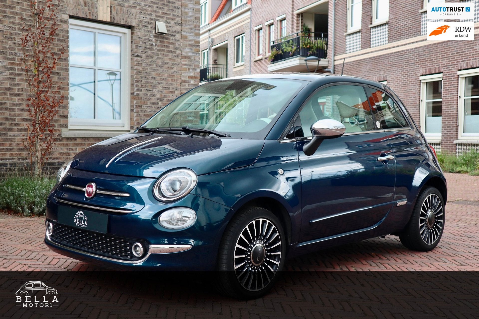 Fiat 500 1.2 Mirror | RIJKLAARPRIJS | Apple CarPlay & Androi, Auto's, Voorwielaandrijving, Gebruikt, 4 cilinders, Blauw
