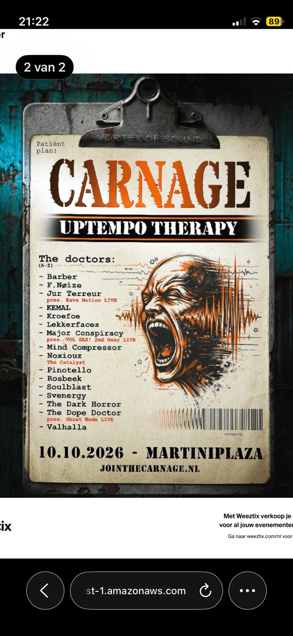 2 kaarten carnage uptempo, Twee personen, Oktober