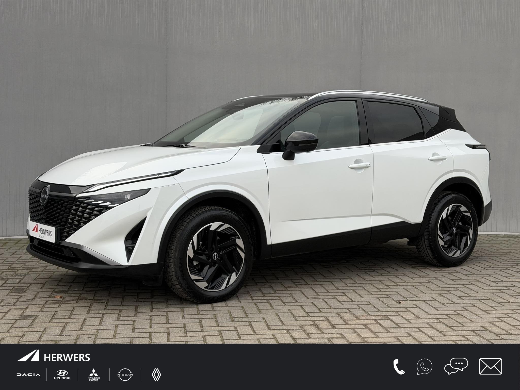 Nissan Qashqai 1.3 MHEV Xtronic N-Connecta / 1800kg Trekgewi, 4 cilinders, Leder en Stof, Wit, 1365 kg