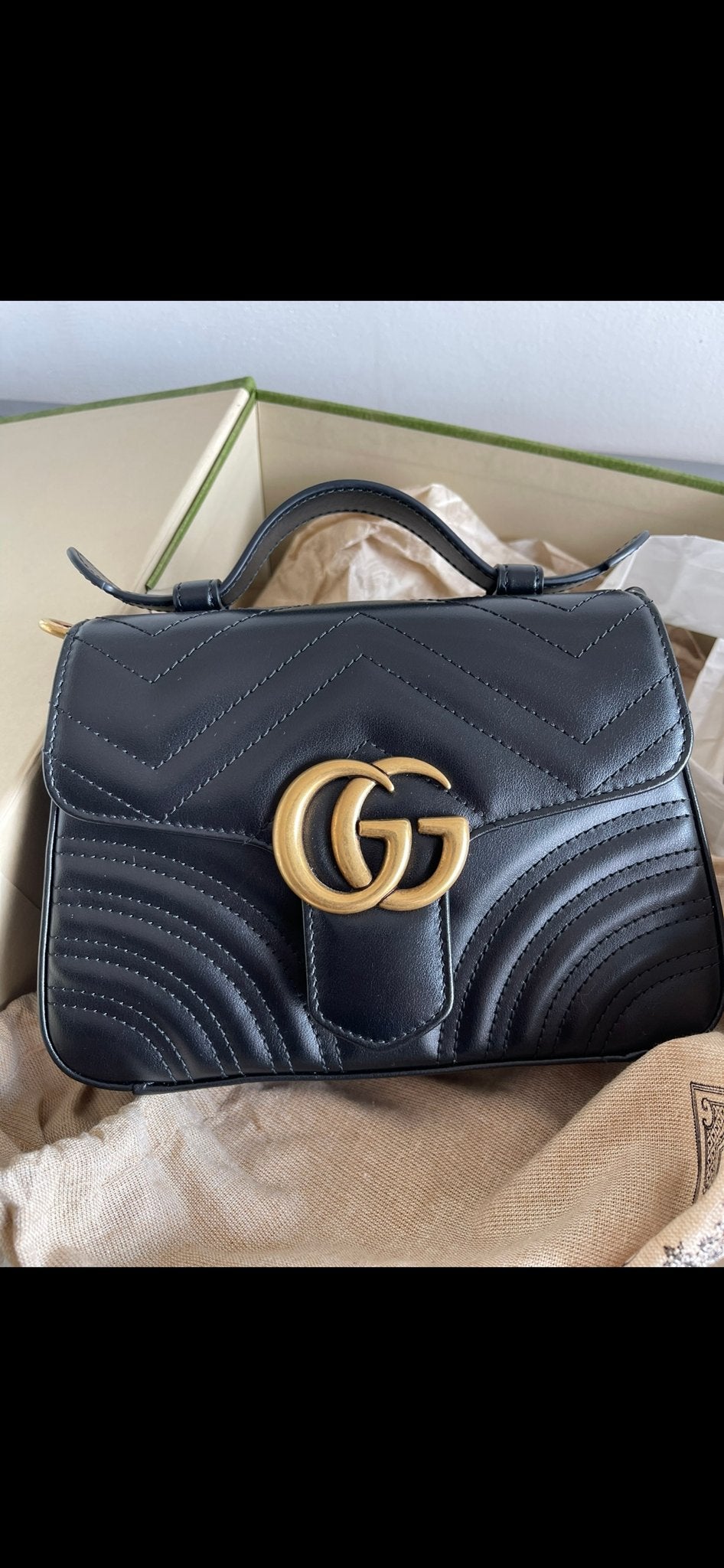 Gucci Marmont Mini Top Handle, Ophalen of Verzenden, Nieuw, Zwart, Schoudertasje