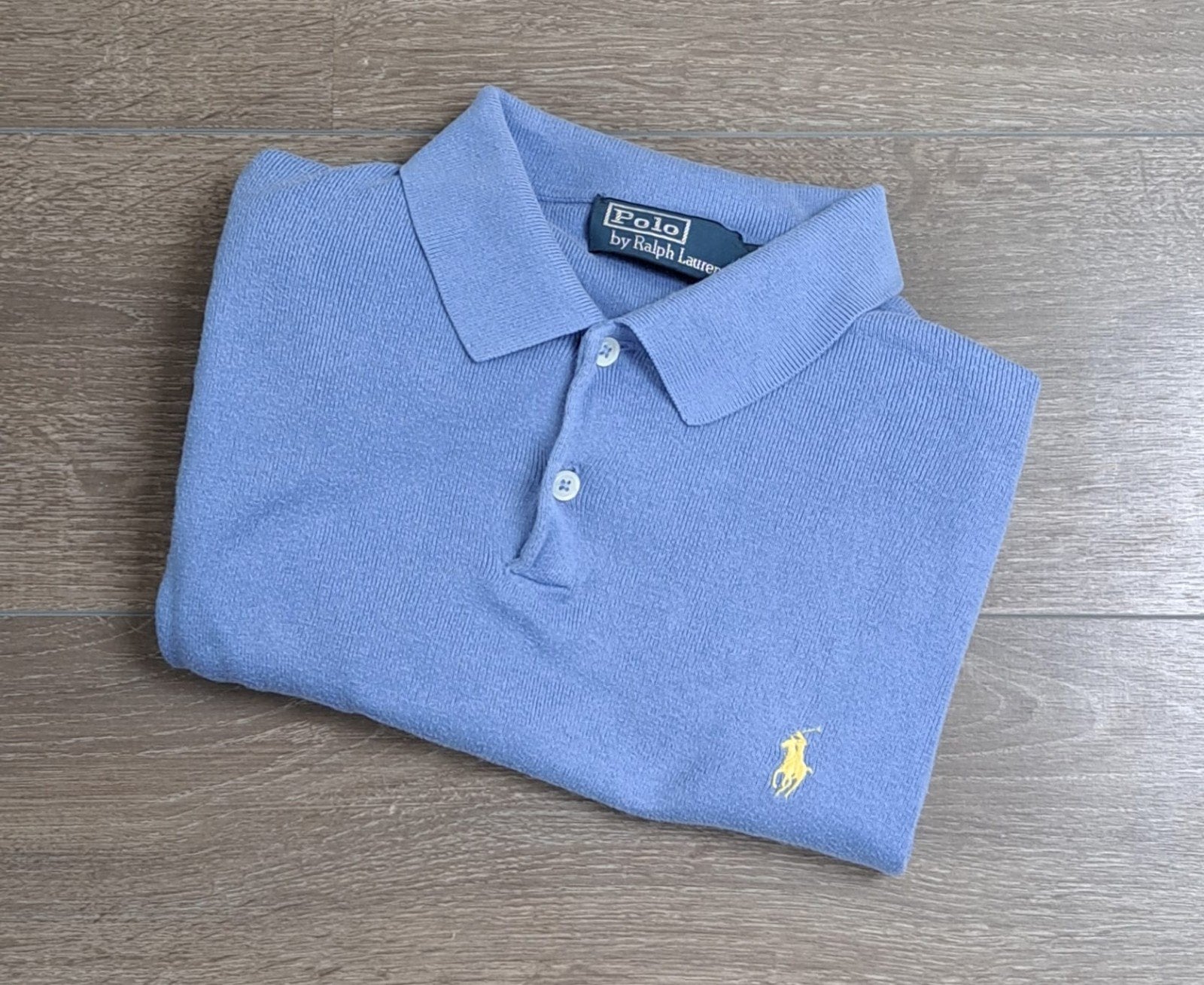 Polo Ralph Lauren Gebreide Polo Lichtblauw Maat S, Kleding | Heren, Truien en Vesten, Ophalen of Verzenden, Zo goed als nieuw
