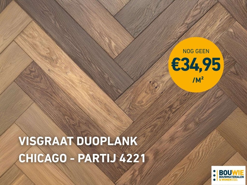 Houten vloer - Duoplank Visgraat - Hongaarse punt - Eiken, Niet ingevuld, Niet ingevuld, Nieuw, 10 m² of meer