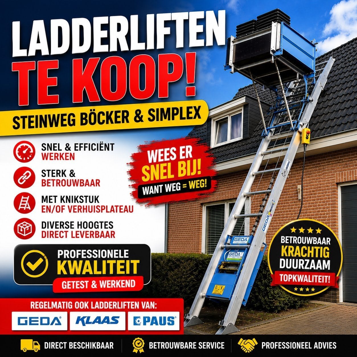 Ladderliften te koop! Steinweg Böcker & Simplex, Ophalen