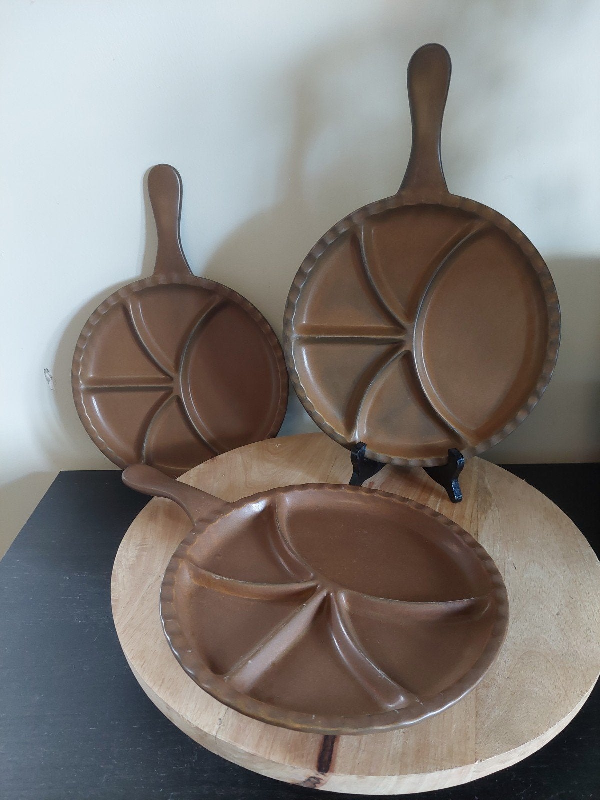 Vintage Gerzit Serveerschalen/fondueborden Set - 3 Stuks, Antiek en Kunst, Ophalen of Verzenden