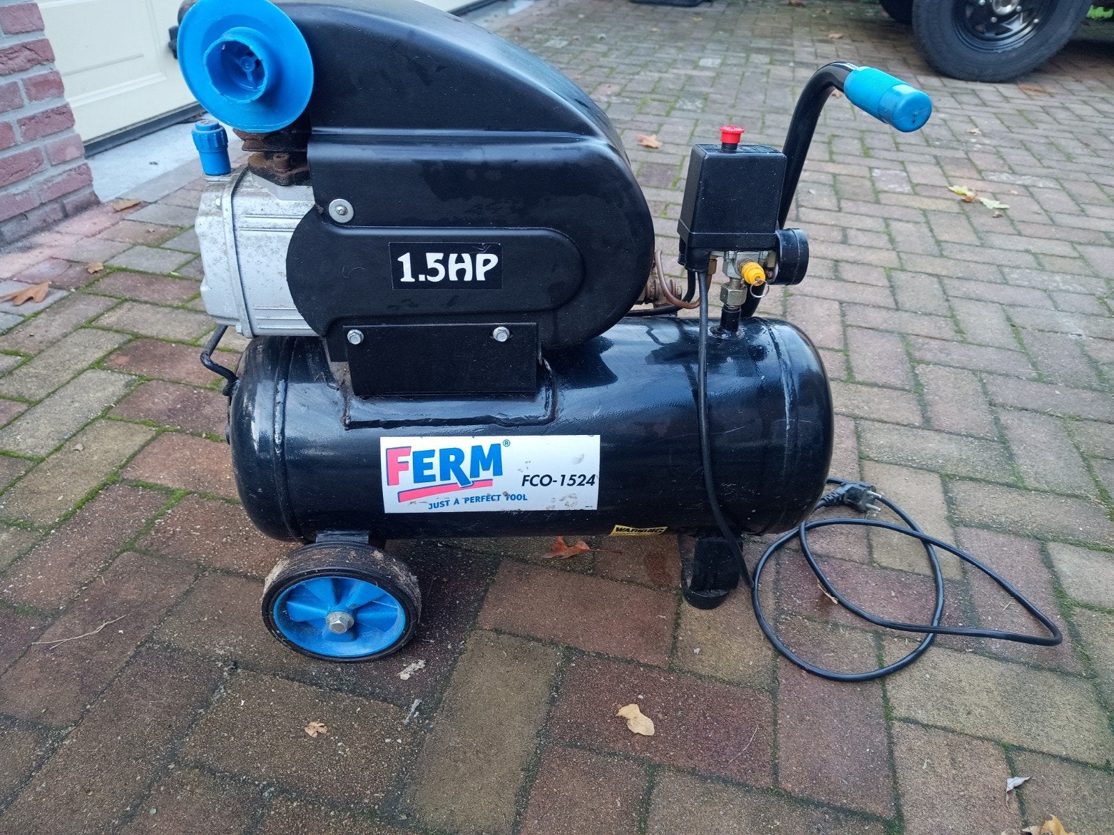 Ferm FCO-1524 Compressor 1.5HP - Goede staat, Gebruikt, 6 tot 10 bar, Ophalen of Verzenden, Minder dan 200 liter/min
