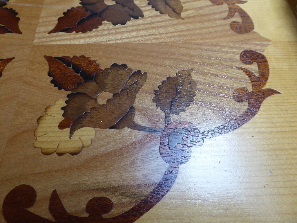 Vintage dienblad met marqueterie, Antiek en Kunst, Ophalen of Verzenden