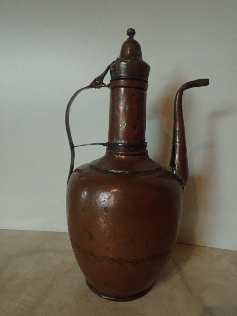 Antieke Koperen Waterkan met Deksel, Antiek en Kunst, Antiek | Koper en Brons, Ophalen of Verzenden, Koper