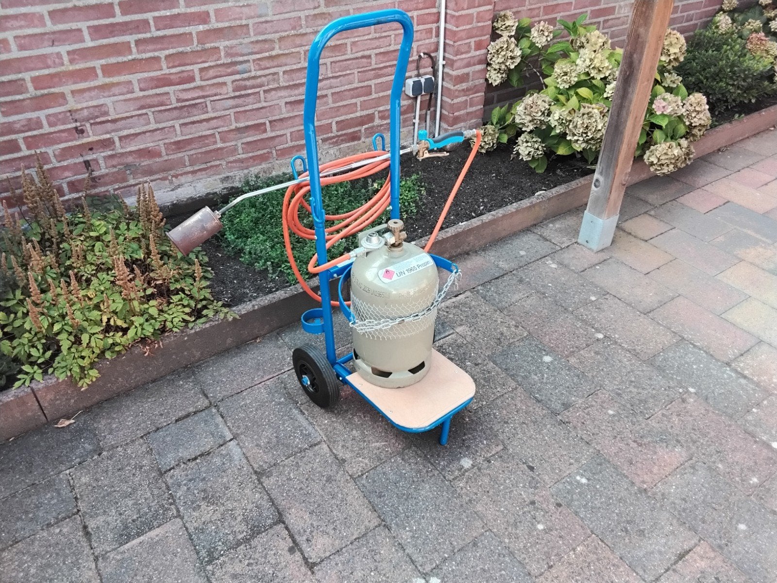 gasbrander cq onkruidbrander, 100 liter of meer, Ophalen of Verzenden, Zo goed als nieuw, Transportkar