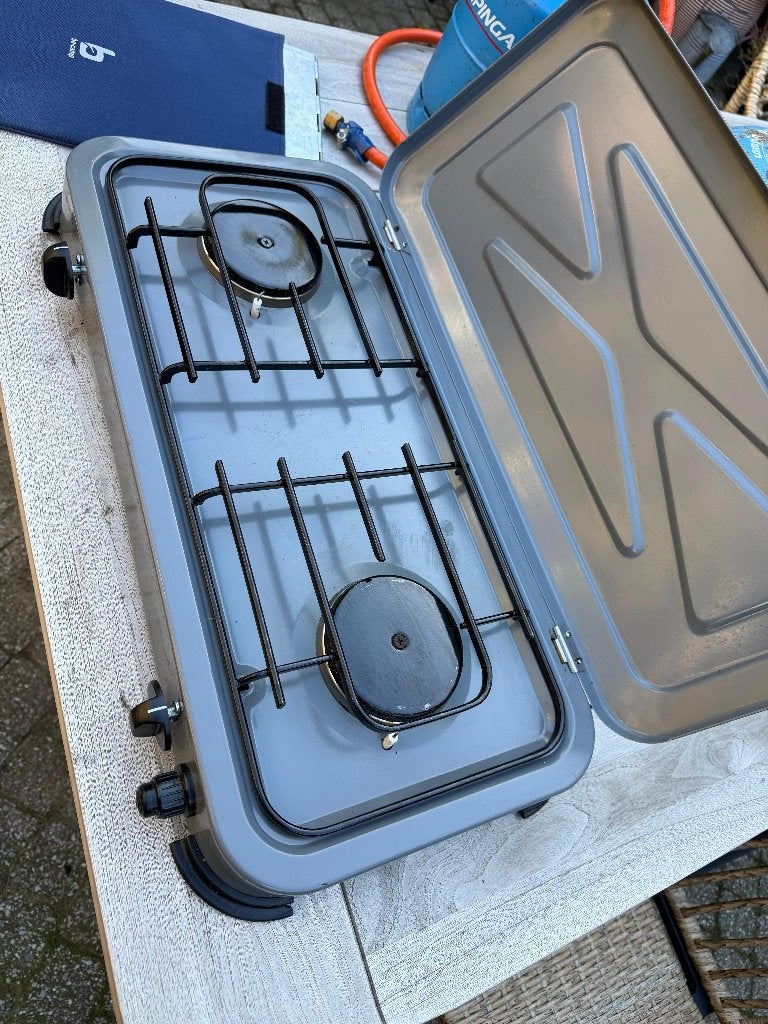 Camping gasstel inclusief gasflessen, Caravans en Kamperen, Ophalen, Zo goed als nieuw