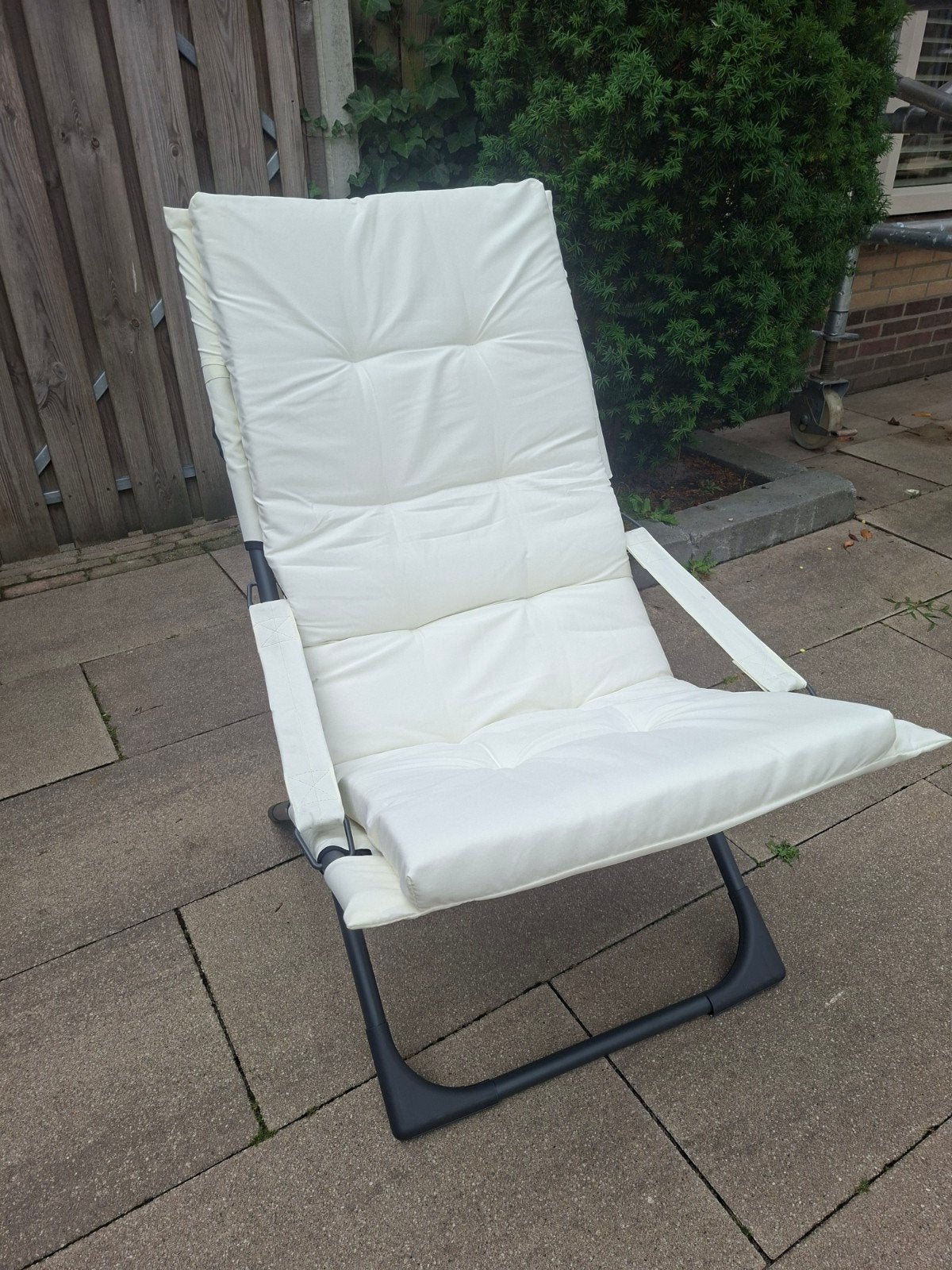 Comfortabele tuinstoel met kussen, Tuin en Terras, Ophalen of Verzenden, Nieuw, Inklapbaar