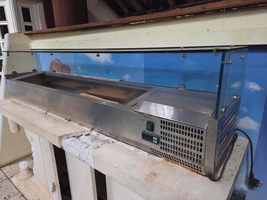 Gekoelde Vitrine RVS met Glasopbouw - Gebruikt, Ophalen of Verzenden, Gebruikt, Koelen en Vriezen