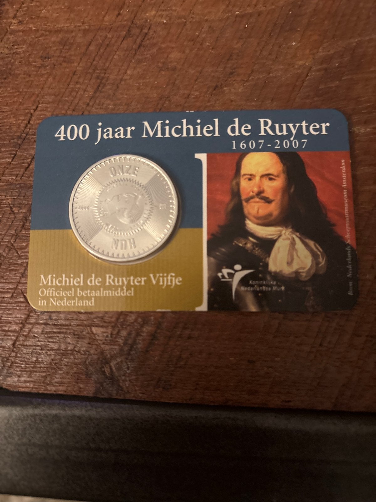 Michiel de Ruyter Vijfje - Zilveren €5 munt, Koningin Beatrix, Zilver, Euro's, Ophalen of Verzenden