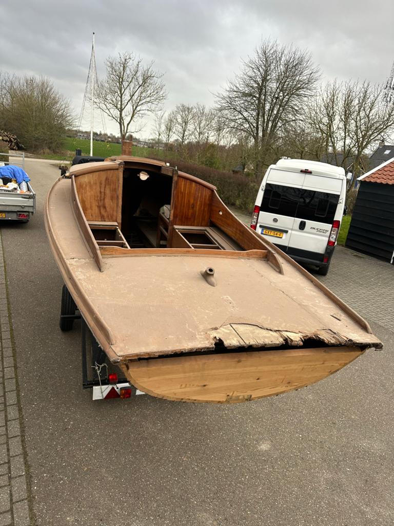 Houten zeilboot 'Bliksem' met mast en toebehoren, Watersport en Boten, Ophalen, Gebruikt, 1 cm, 2 m