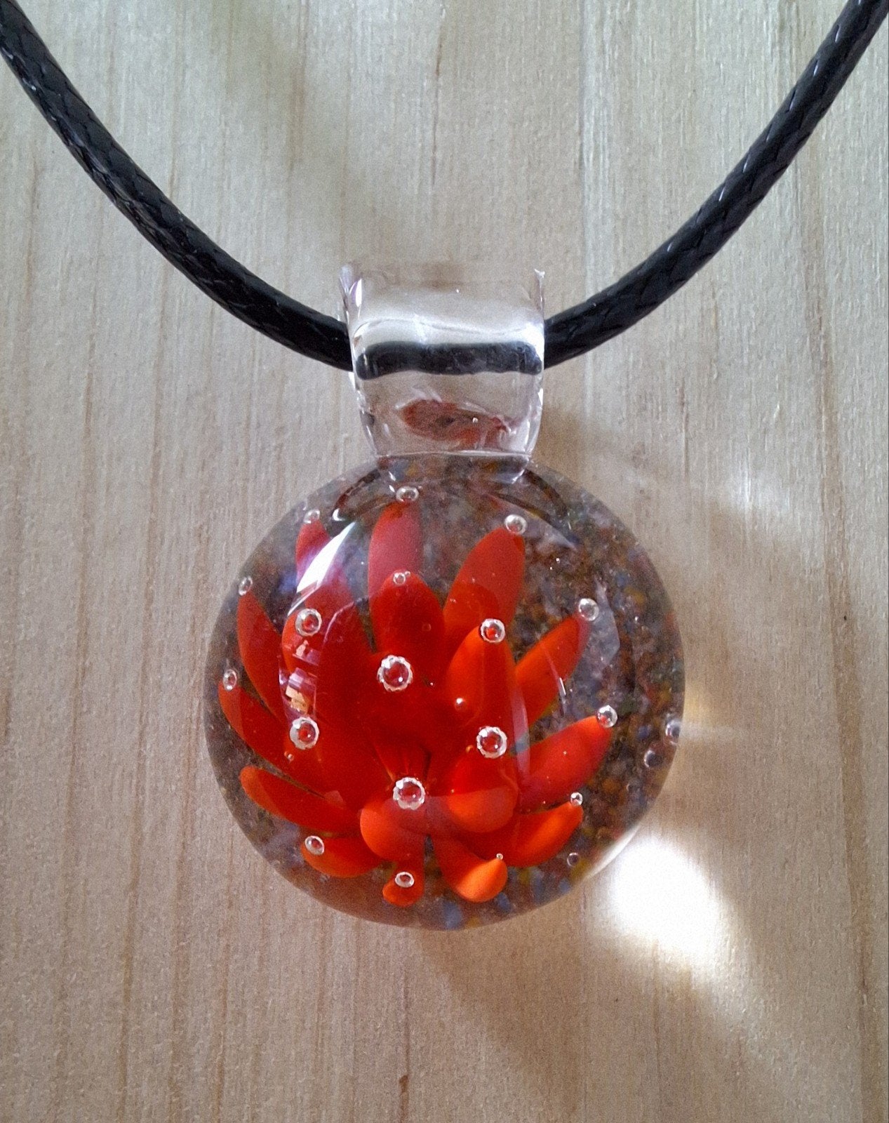 handgemaakte lampwork glas hanger, Verzenden, Nieuw, Rood, Overige materialen