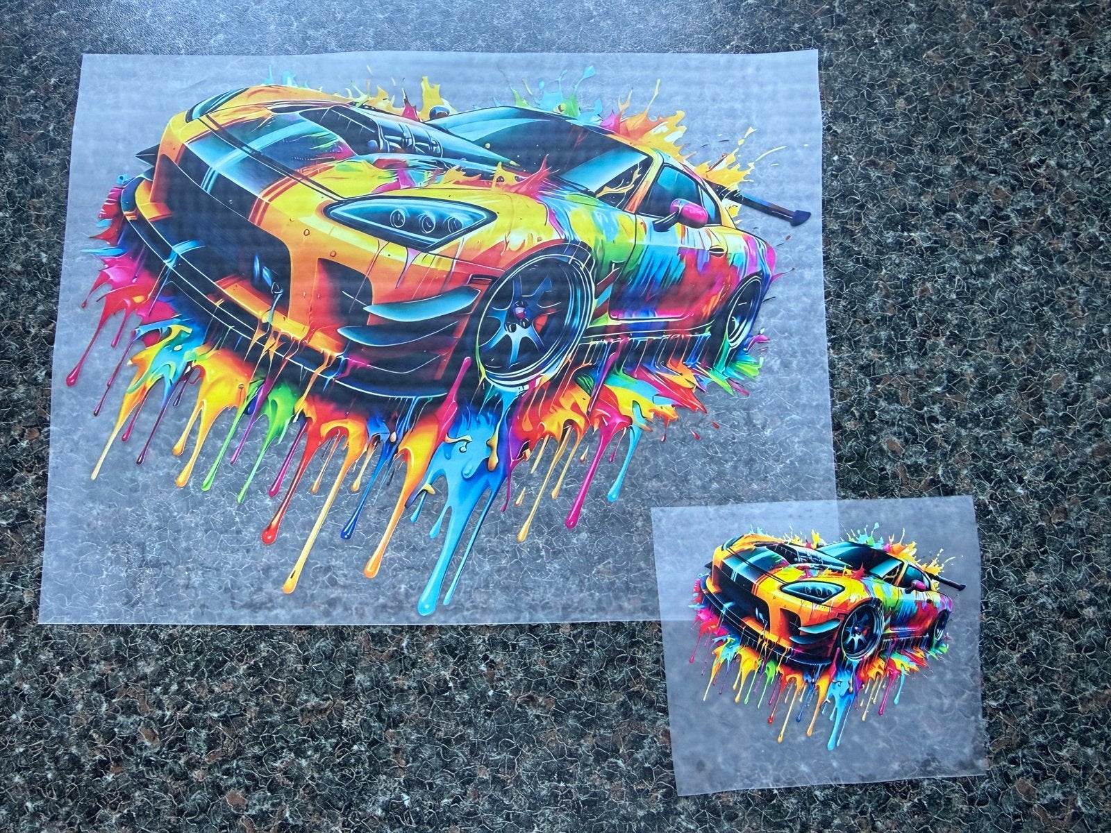 DTF Transfer Sportwagen Kleurrijk - Diverse Maten, Ophalen of Verzenden, Nieuw, Sticker