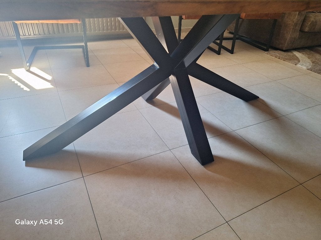 Mooie industrieële eettafel mango hout, Ophalen, Industrieel mango hout, 200 cm of meer, Zo goed als nieuw