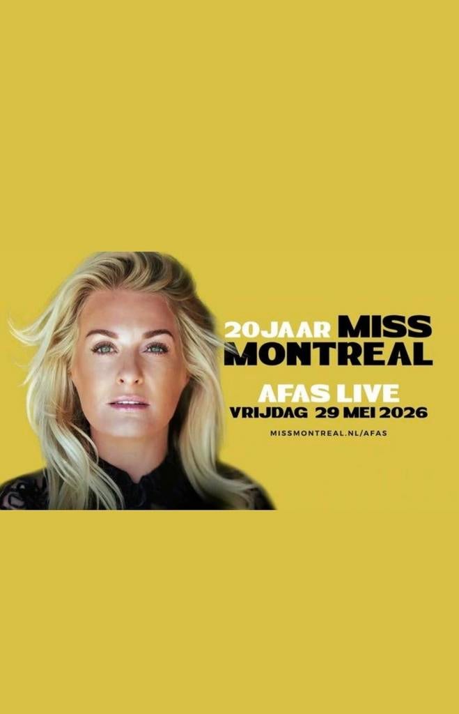 2x tickets Miss Montreal 20 jaar AFAS 29 mei, Twee personen, Mei