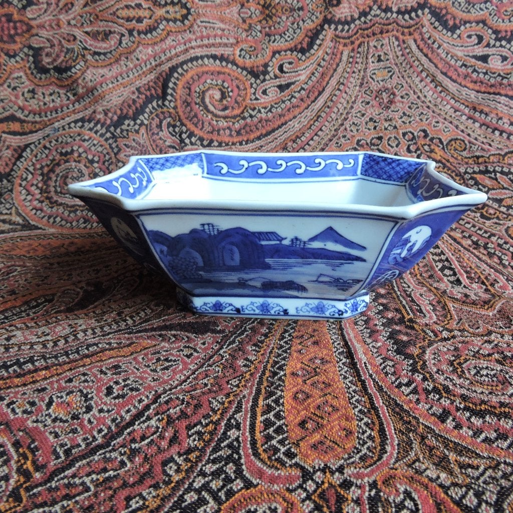 Vintage Chinese kobaltblauwe wit porseleinen schaal of pot, Ophalen of Verzenden