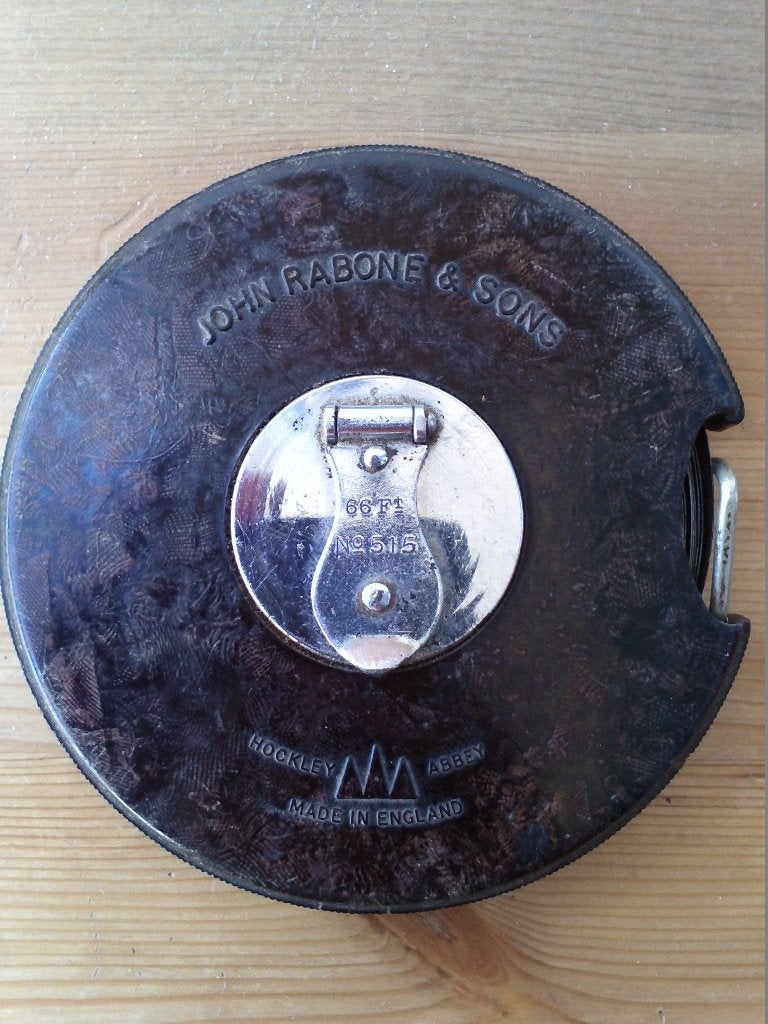 Mooi oud 66ft John Rabone meetlint uit Engeland., Antiek en Kunst, Ophalen of Verzenden