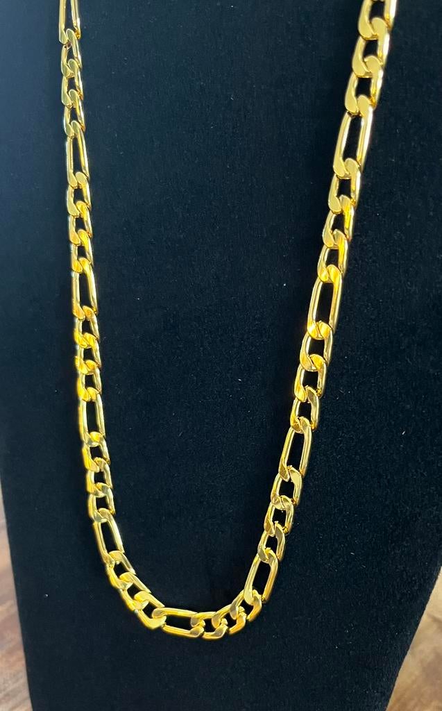 Ketting Figaro schakel Goud verguld 65 CM X 8 MM -NIEUW-, Ophalen of Verzenden, Nieuw, Goud, Overige materialen