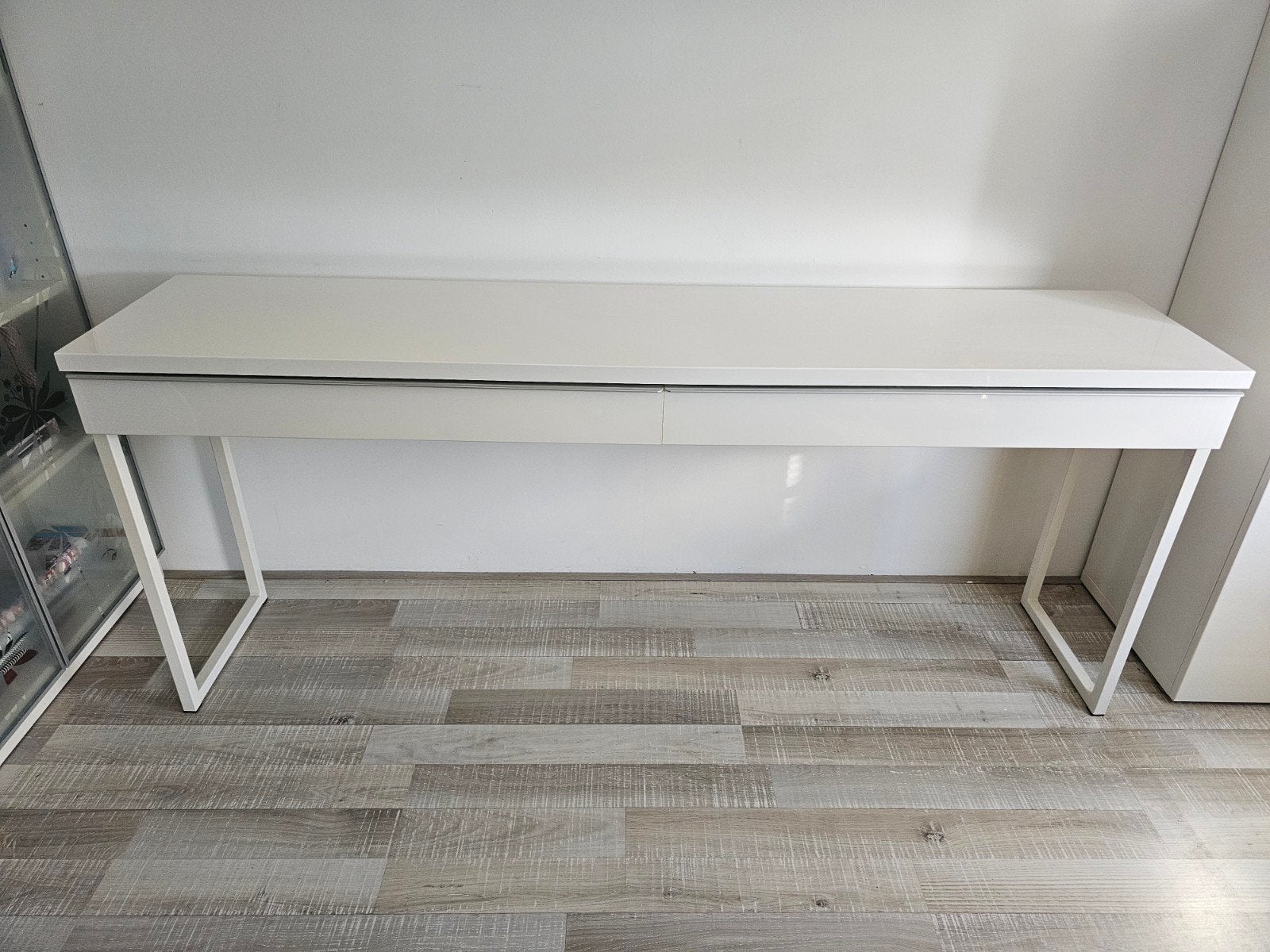 Strakke witte sidetable met lades - 180x74,5x40 cm, Ophalen, Zo goed als nieuw, 25 tot 50 cm, Rechthoekig