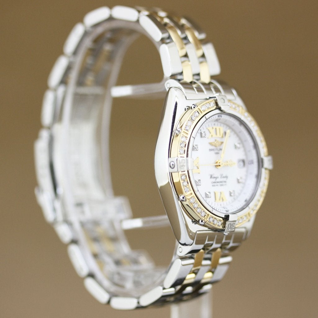 Breitling Wings Lady D67350 MOP Diamonds, Overige merken, Staal, Gebruikt, Polshorloge