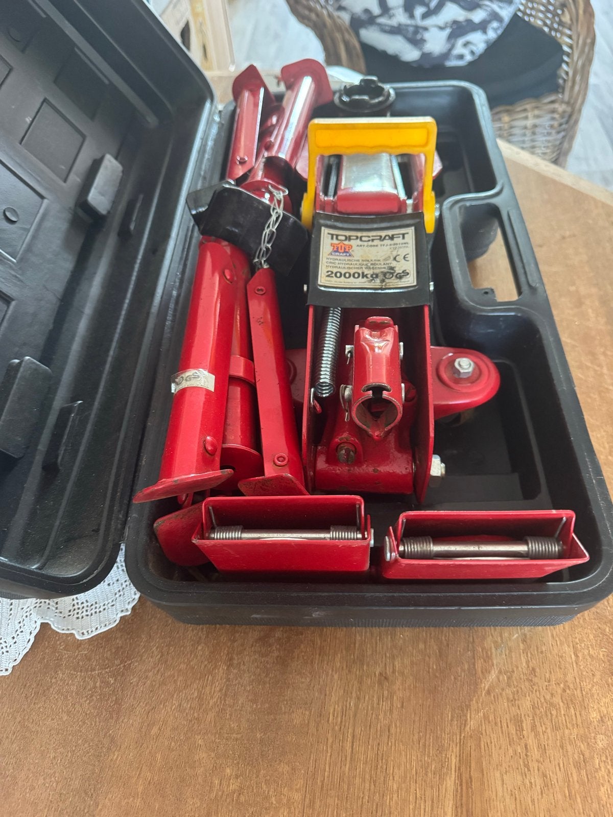 Topcraft Hydraulische Rolkrik 2000kg met assteunen, Auto diversen, Ophalen of Verzenden, Gebruikt, Hydraulisch, Garagekrik