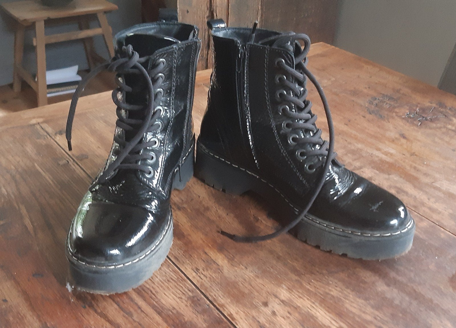 Ann Rocks veterboots lak zwart 39, Ann Rocks, Zwart, Ophalen of Verzenden, Zo goed als nieuw