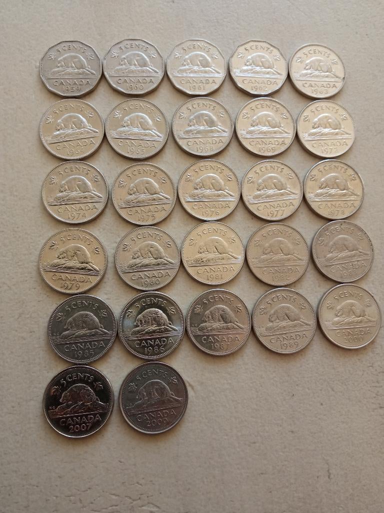 Canada lot 5 cent munten., Ophalen of Verzenden, Noord-Amerika, Setje