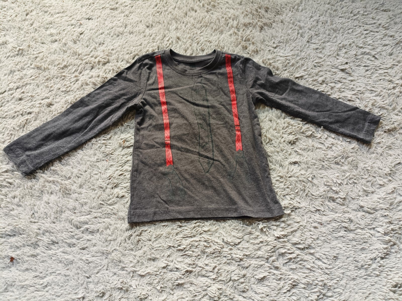 Stoer longsleeve shirt met bretels en stropdas print, Gebruikt, Ophalen of Verzenden, Shirt of Longsleeve, Hema