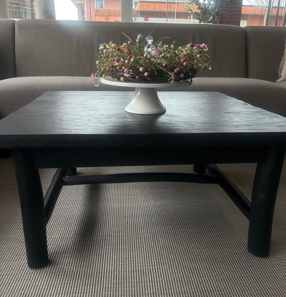 Zwarte salontafel 80x80, Huis en Inrichting, Tafels | Salontafels, Ophalen, Gebruikt, Vierkant, 50 tot 100 cm