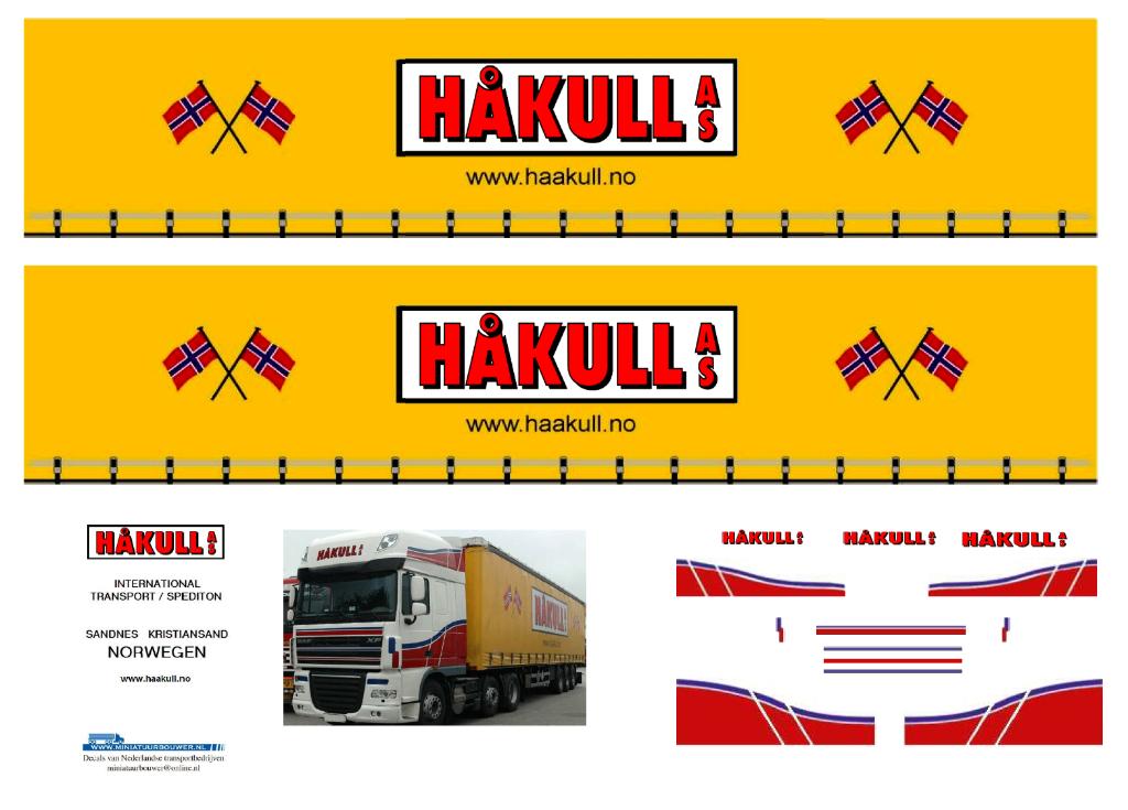 Vrachtauto decal 1:50 Hakull Transport en Logistics Daf XF, Hobby en Vrije tijd, Modelauto's | 1:50, Verzenden, Nieuw, Bus of Vrachtwagen