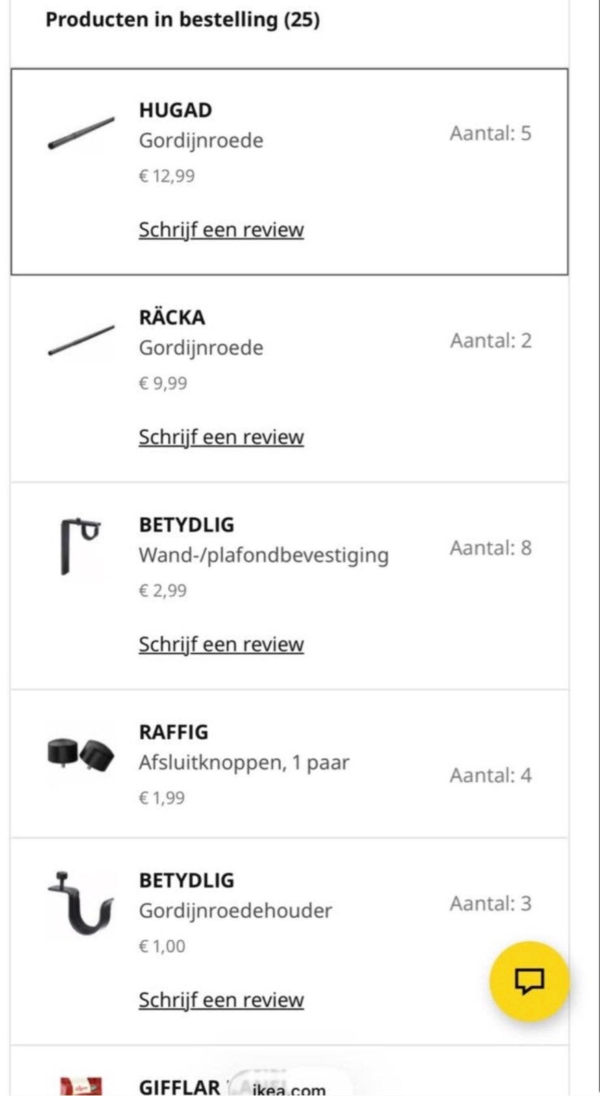 IKEA HUGAD & RÄCKA Gordijnroedes en toebehoren, Ophalen, Inclusief montageonderdelen, Gebruikt, Zwart