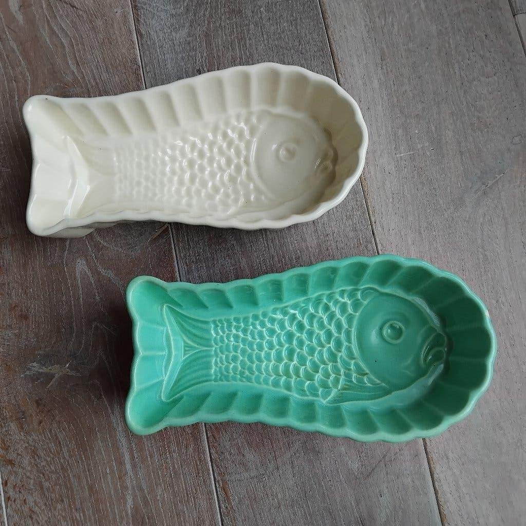 Off white en mint paté visvorm, Ophalen of Verzenden