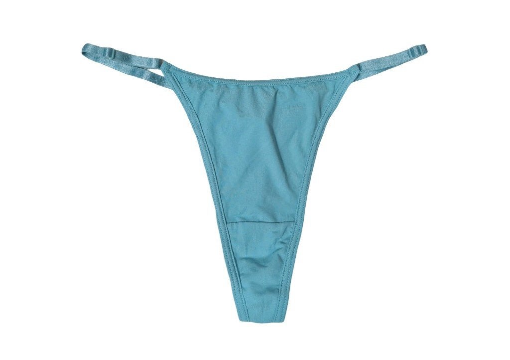 Microfiber String Cyaan met verstelbare bandjes (268), Nicolle_Lingerie, Ophalen of Verzenden, Overige kleuren, String