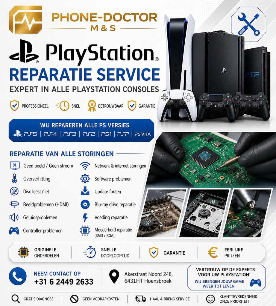 PlayStation Reparatie Service, Ophalen of Verzenden, Zo goed als nieuw, 6431ht, Phone Doctor M&S