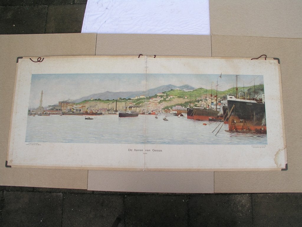 Schoolplaat De haven van Genua, Italië, Ophalen, Aardrijkskunde