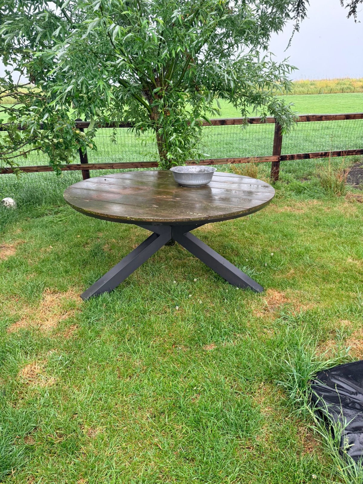 Ronde teakhouten tuintafel, Tuin en Terras, Tuintafels, Ophalen of Verzenden, Gebruikt, Rond, Teakhout