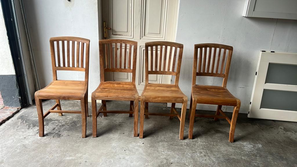 4 hard houten tuinstoelen, Tuin en Terras, Tuinstoelen, Ophalen, Zo goed als nieuw, Hout