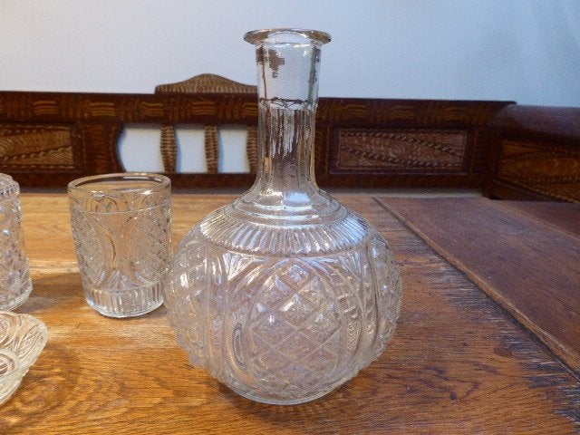6 delige art deco persglazen toiletset, Ophalen of Verzenden
