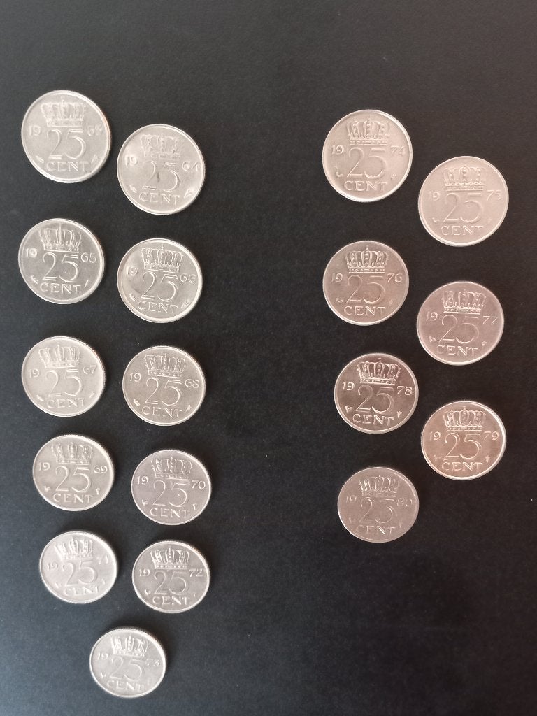 Munten Nederland 25 Centen 1963 - - 1980, Verzenden, Koningin Juliana, 25 cent, Setje