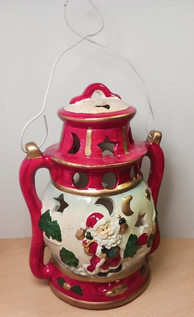 Kersttheelichthouder keramiek in de vorm van een mijnlamp, Ophalen of Verzenden, Nieuw