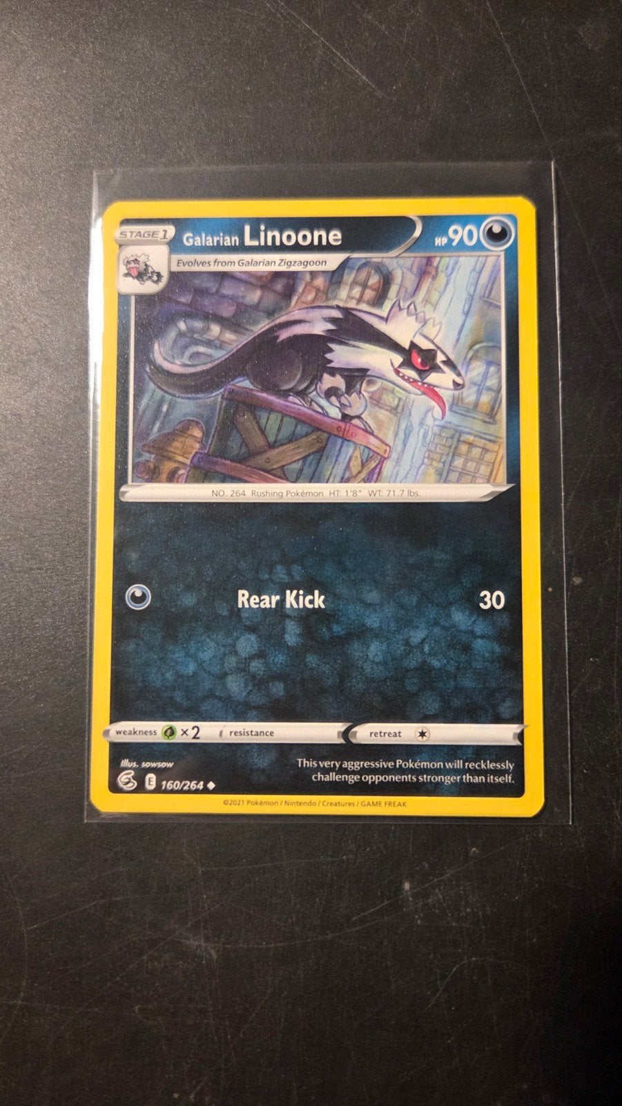 Galarian Linoone 160/264 Fusion Strike Pokémon Kaart, Verzenden, Zo goed als nieuw, Losse kaart