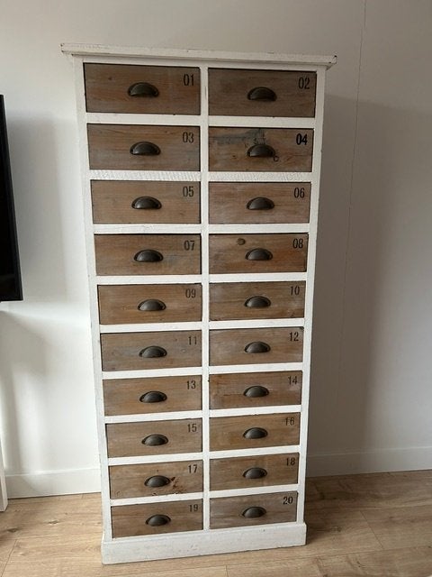 Houten apothekerskast met 20 lades, Ophalen, Gebruikt, 5 laden of meer, 50 tot 100 cm