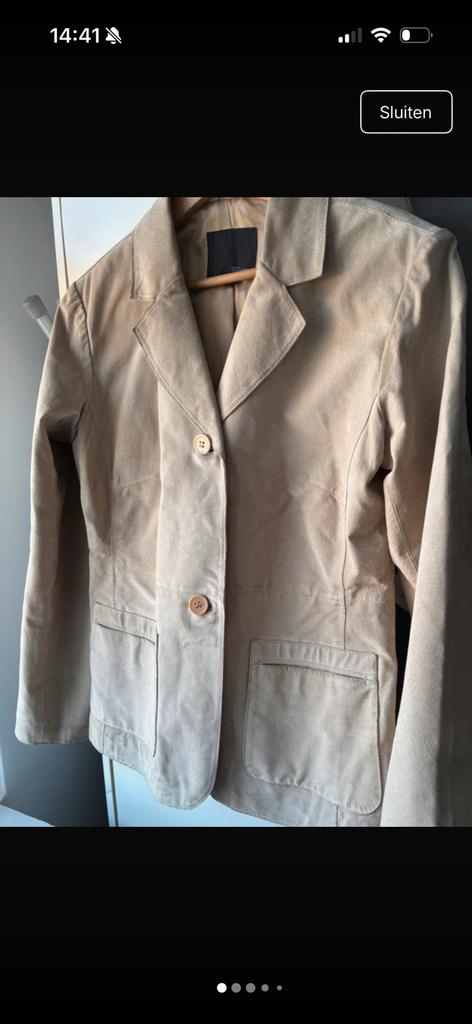 Echt suede jas Vero Moda maat L, Ophalen of Verzenden, Zo goed als nieuw, Maat 42/44 (L), Beige