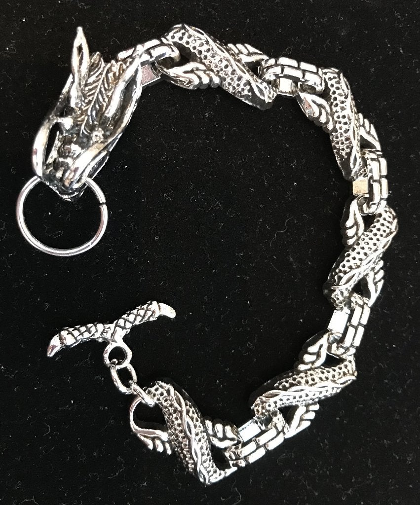 Armband 'Draak' Tibet zilver 22 CM flexibel -NIEUW-, Ophalen of Verzenden, Nieuw, Zilver, Zilver