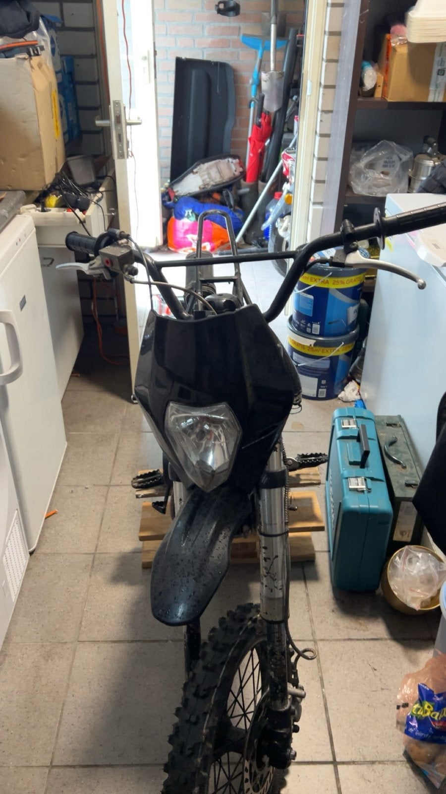 Pitbike / Dirtbike - Zwart, Fietsen en Brommers, Minibikes, Midibikes en Pitbikes, Ophalen, Gebruikt, Schijfrem, Pitbike